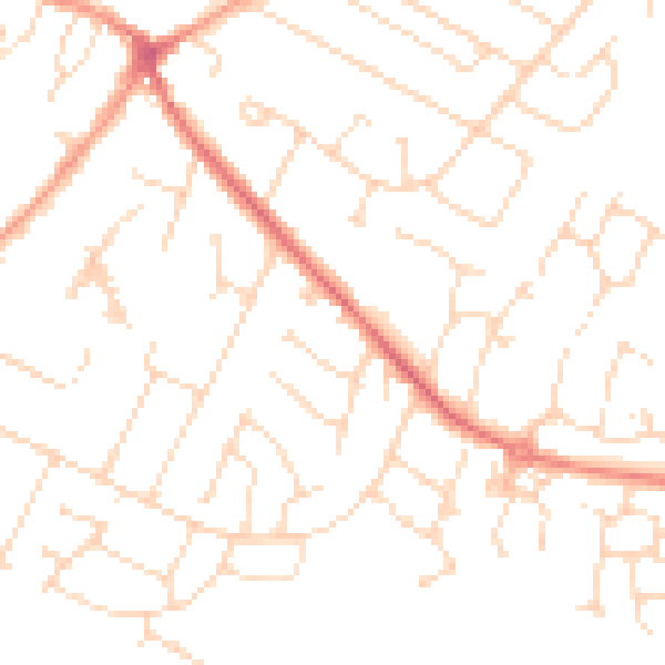 Daytime road noise heatmap for LE7 2BL