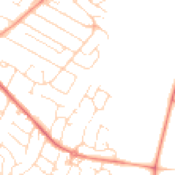 Daytime road noise heatmap for LE7 2DJ