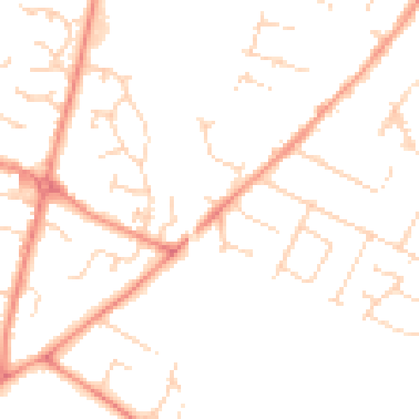 Daytime road noise heatmap for LE7 2JU