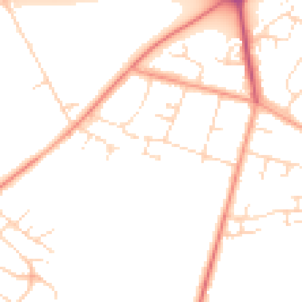 Daytime road noise heatmap for LE7 3DW