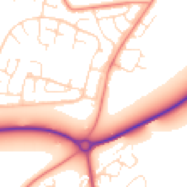 Daytime road noise heatmap for LE7 3QR