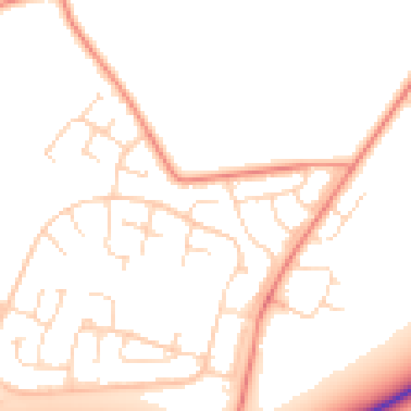 Daytime road noise heatmap for LE7 3QZ