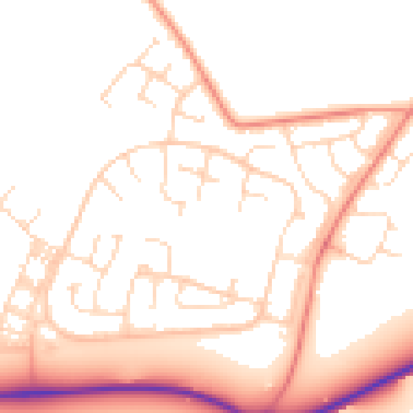 Daytime road noise heatmap for LE7 3XQ