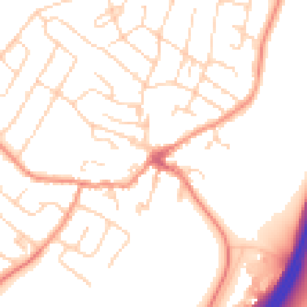 Daytime road noise heatmap for LE7 7AZ