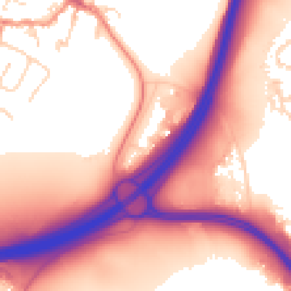Daytime road noise heatmap for LE7 7SW