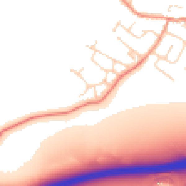 Daytime road noise heatmap for LE7 7UB