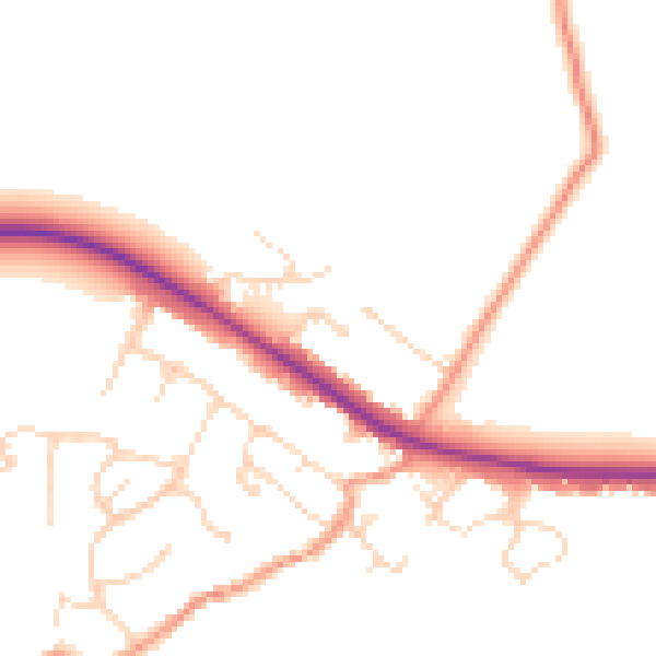 Daytime road noise heatmap for LE7 9LY