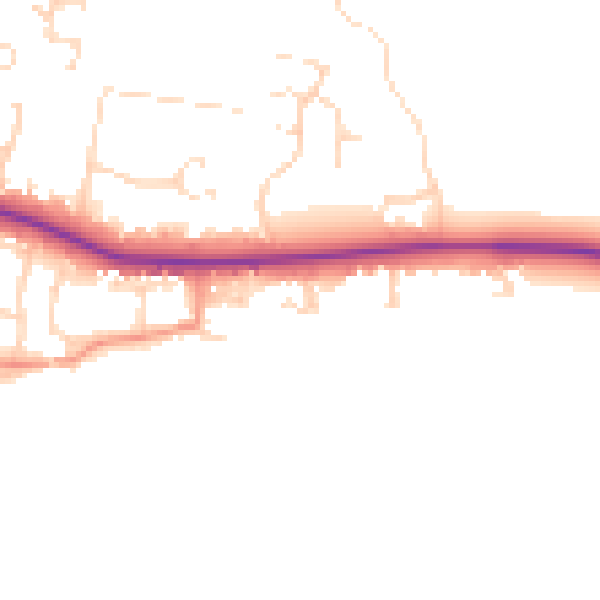 Daytime road noise heatmap for LE7 9RW