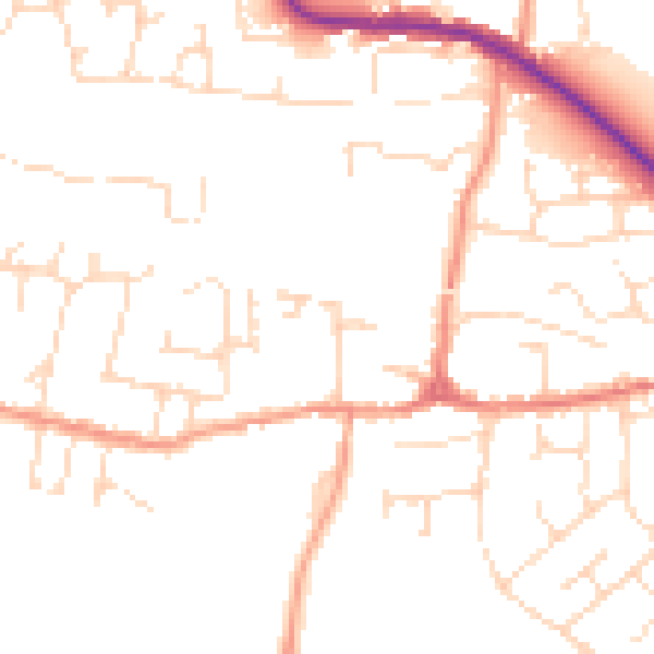 Daytime road noise heatmap for LE8 0EW