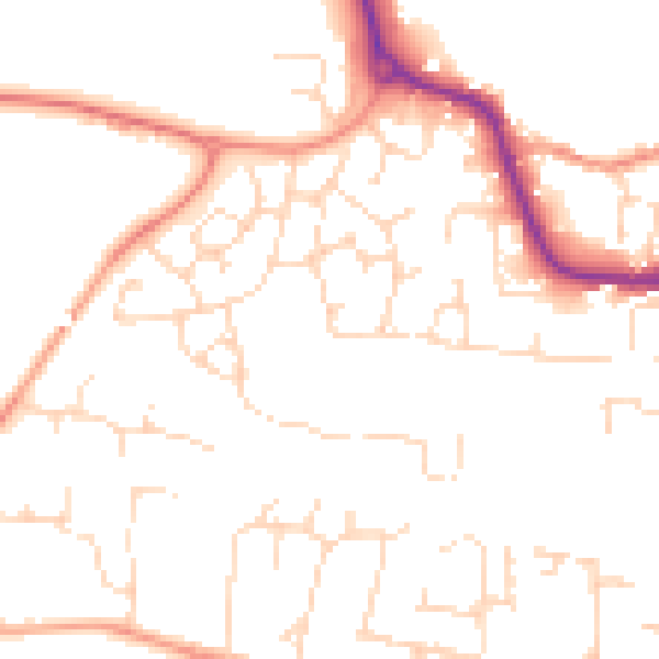Daytime road noise heatmap for LE8 0EY