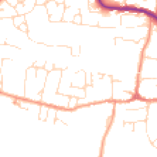 Daytime road noise heatmap for LE8 0HU