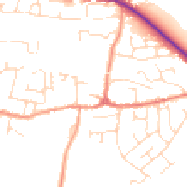 Daytime road noise heatmap for LE8 0HW