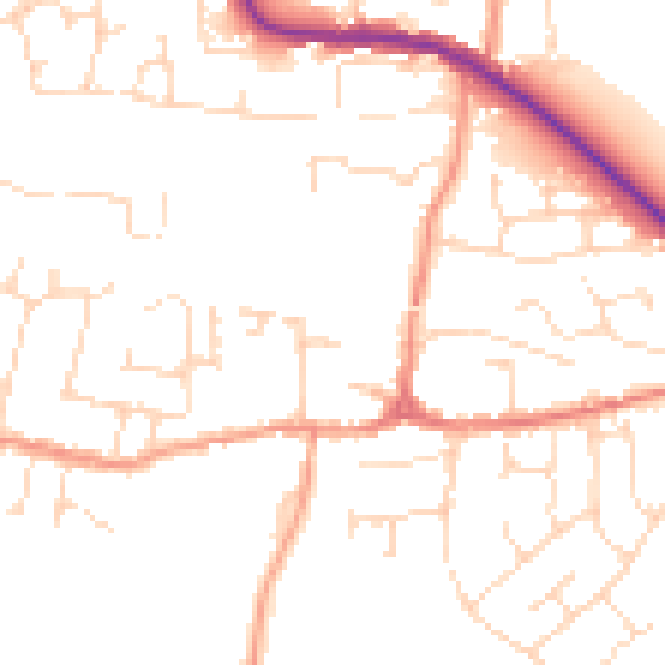 Daytime road noise heatmap for LE8 0JB