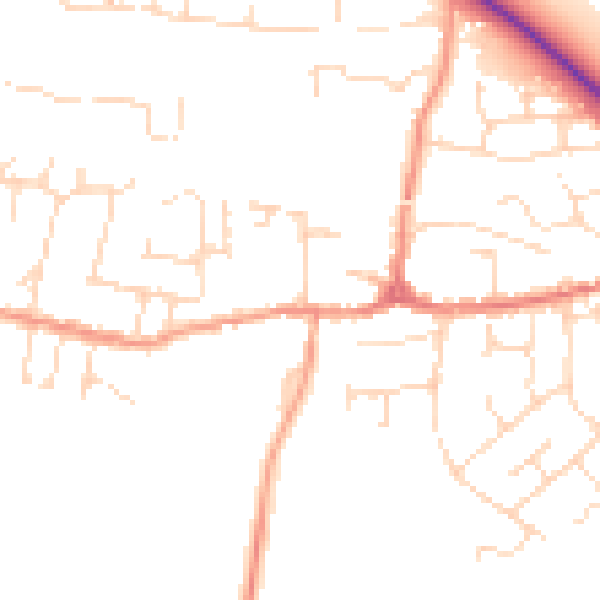 Daytime road noise heatmap for LE8 0JD