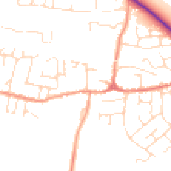 Daytime road noise heatmap for LE8 0JE