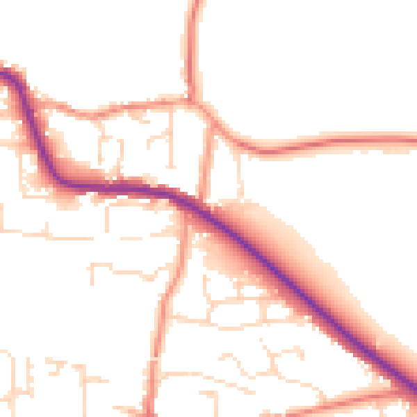 Daytime road noise heatmap for LE8 0JH