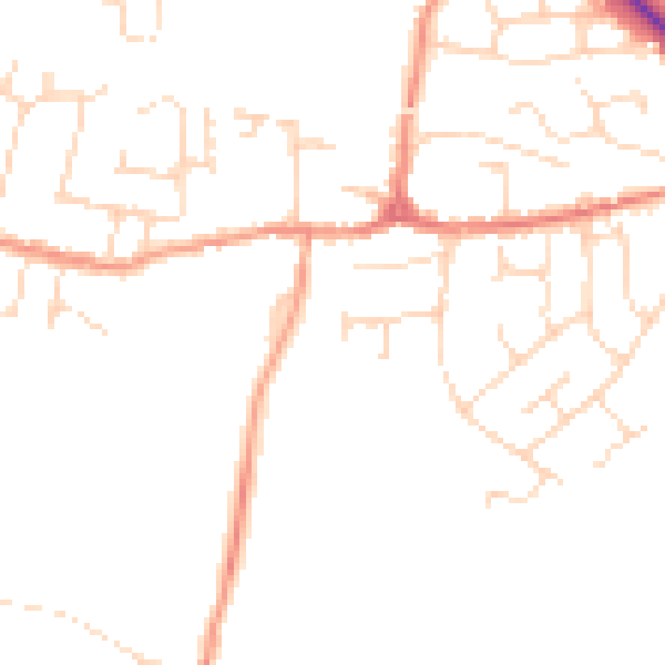 Daytime road noise heatmap for LE8 0JQ