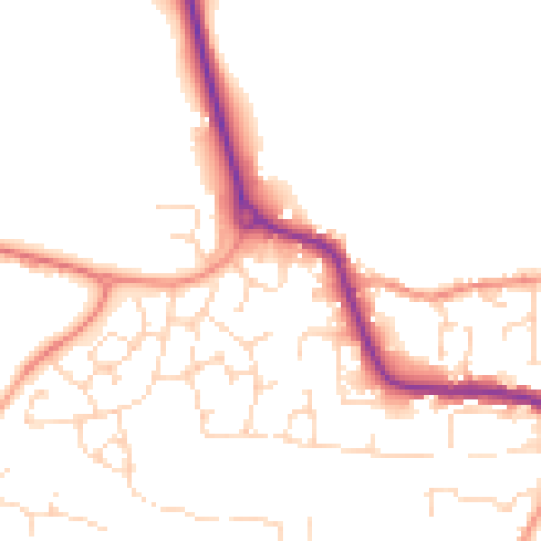 Daytime road noise heatmap for LE8 0JS