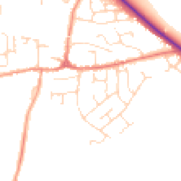 Daytime road noise heatmap for LE8 0JU