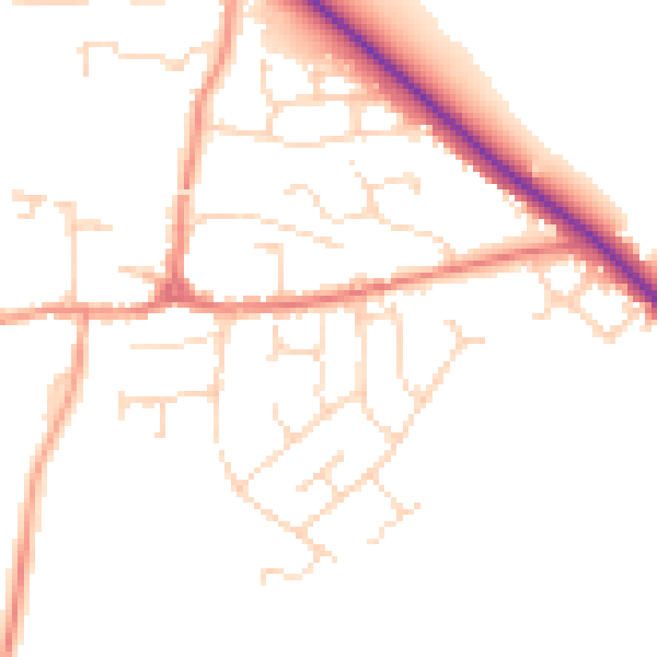 Daytime road noise heatmap for LE8 0JW