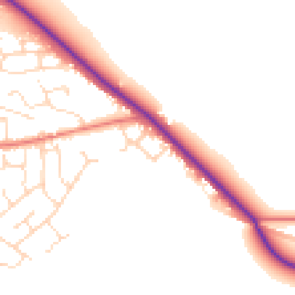 Daytime road noise heatmap for LE8 0JX