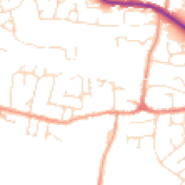 Daytime road noise heatmap for LE8 0JY