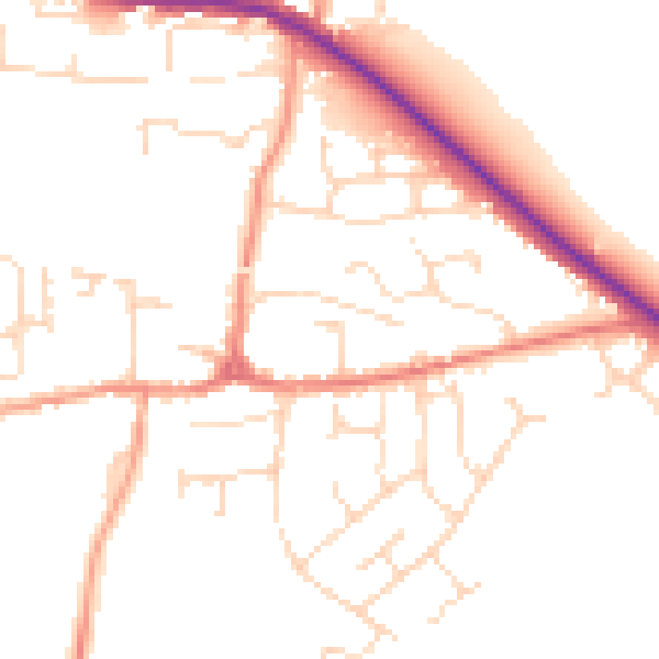 Daytime road noise heatmap for LE8 0LA