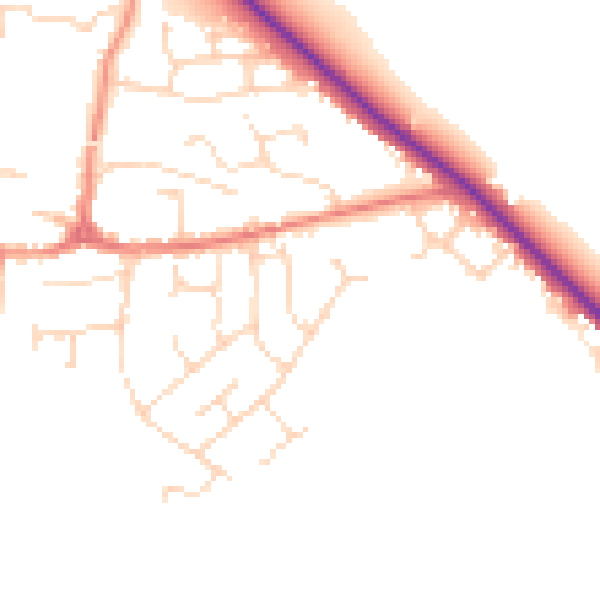 Daytime road noise heatmap for LE8 0LB
