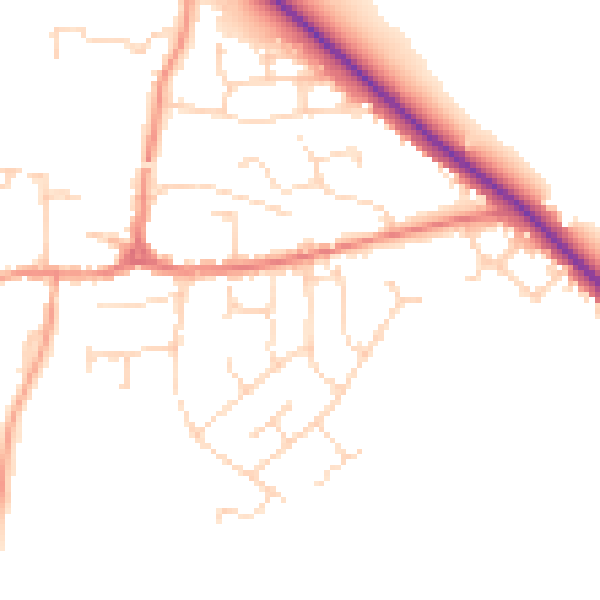 Daytime road noise heatmap for LE8 0LD