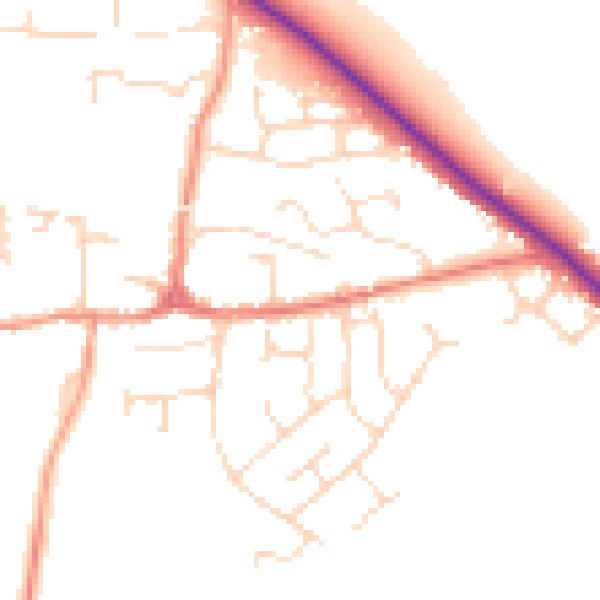 Daytime road noise heatmap for LE8 0LE