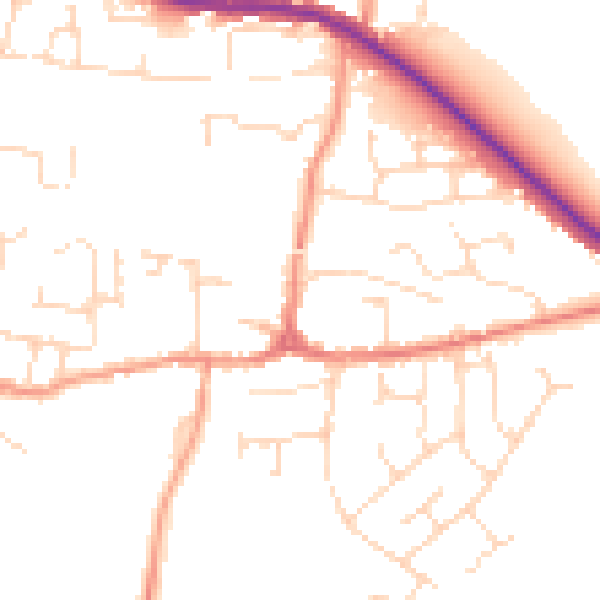 Daytime road noise heatmap for LE8 0LN