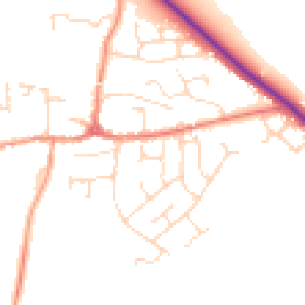 Daytime road noise heatmap for LE8 0LU