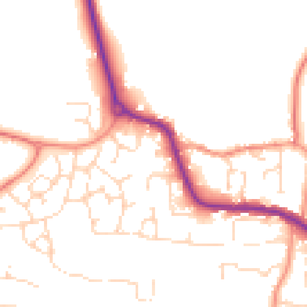 Daytime road noise heatmap for LE8 0LW