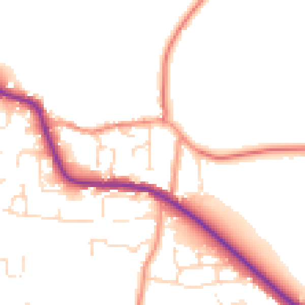 Daytime road noise heatmap for LE8 0LX