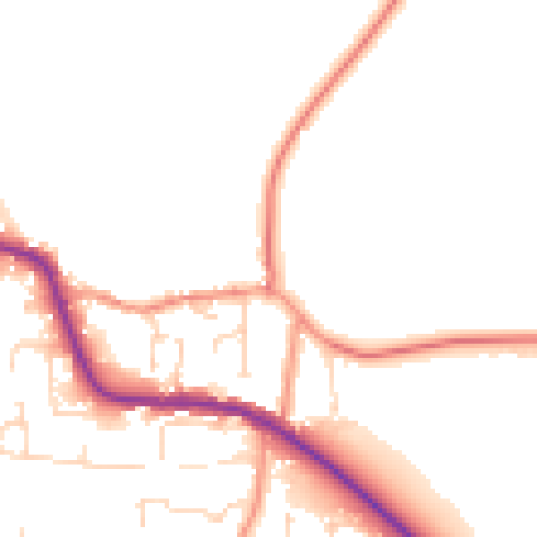 Daytime road noise heatmap for LE8 0LZ
