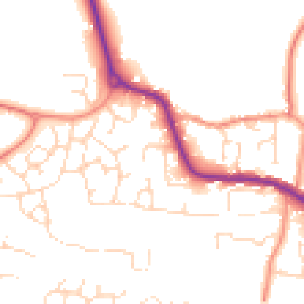 Daytime road noise heatmap for LE8 0ND