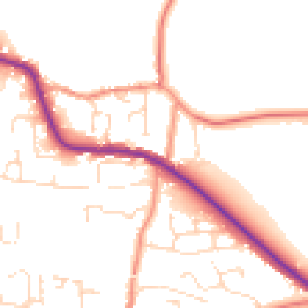 Daytime road noise heatmap for LE8 0NE