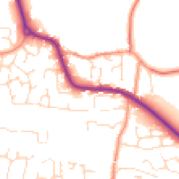 Daytime road noise heatmap for LE8 0NN