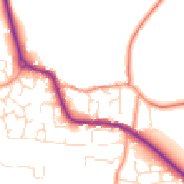 Daytime road noise heatmap for LE8 0NR