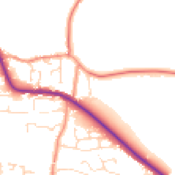 Daytime road noise heatmap for LE8 0NS