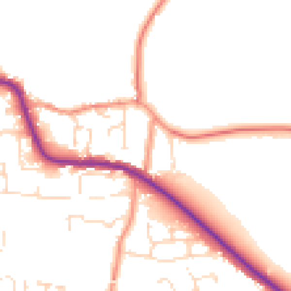 Daytime road noise heatmap for LE8 0NT