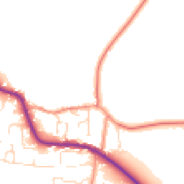 Daytime road noise heatmap for LE8 0NY
