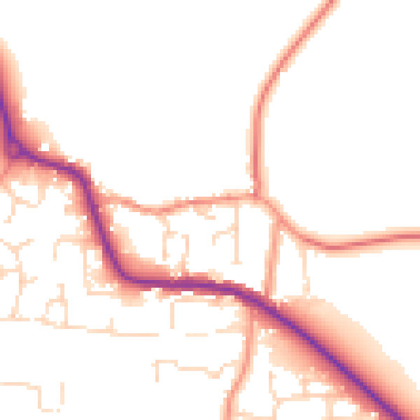Daytime road noise heatmap for LE8 0PT