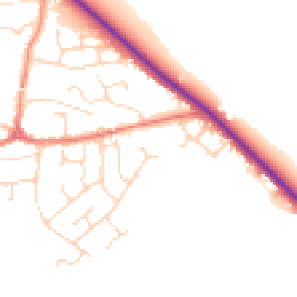 Daytime road noise heatmap for LE8 0PW
