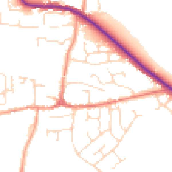Daytime road noise heatmap for LE8 0QQ