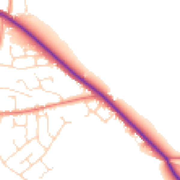 Daytime road noise heatmap for LE8 0RB