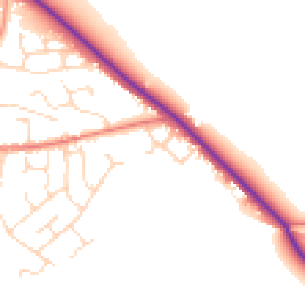 Daytime road noise heatmap for LE8 0RU