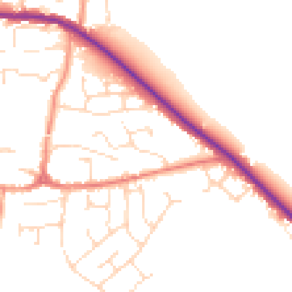 Daytime road noise heatmap for LE8 0SA