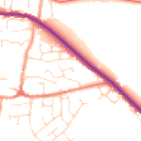Daytime road noise heatmap for LE8 0SB