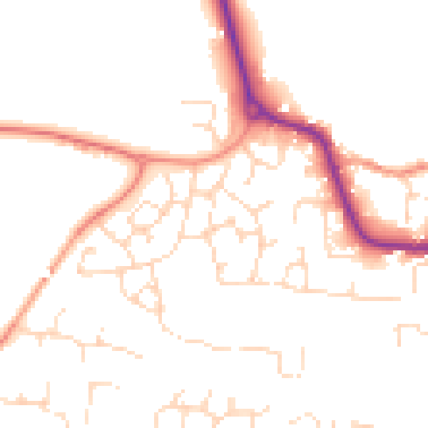 Daytime road noise heatmap for LE8 0SJ
